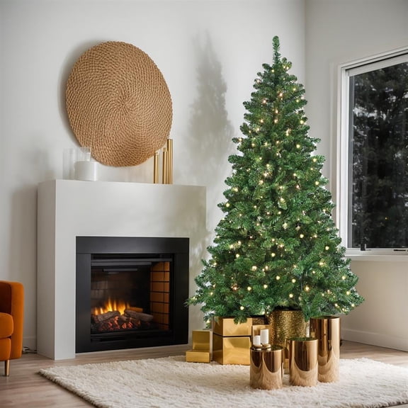 Topcobe 9ft Premium Artificial Christmas Tree with 1721 Mixed Branch Tips, RGB-lit, Foldable Base for Indoor Holiday Decorating