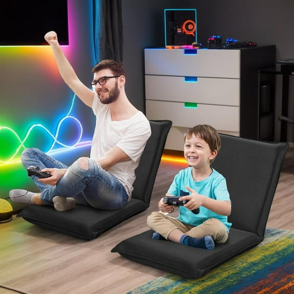 Topcobe Adjustable 6 Positions Folding Lazy Man Sofa Chair Floor Chair, Single Sofa Bed for Living Room, Simple Stylish Design, Black