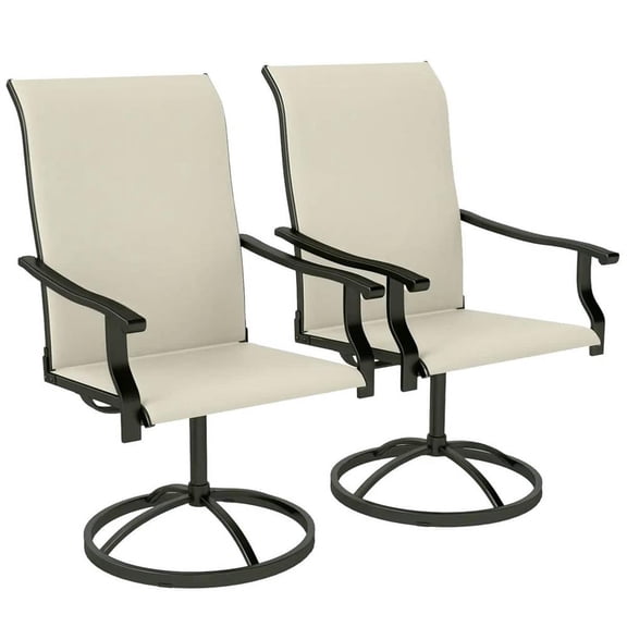 Topcobe All-Weather Mesh High-Back Patio Dining Chairs, 2-Piece Set for Outdoor, Yard, Garden, Beige Comfort Seating