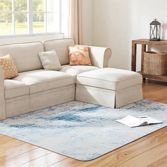 Topcobe Area Rug 4x6, Machine Washable Rug, Non-Slip Modern Abstract Floor Carpet for Living Room, Bedroom, Dining Room, Stylish Decorative Carpet for Comfort, Blue