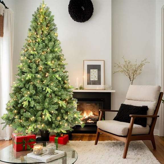 Topcobe Artificial 6ft Green Memory Christmas Tree with Premium Hinged Design, 1339 Mixed Branch Tips, 350 UL Warm White LED Lights, Foldable Base for Indoor Holiday Decor