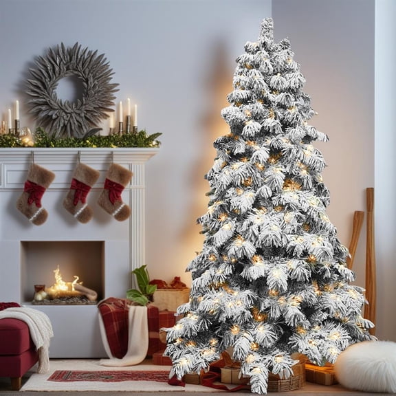 Topcobe Artificial 8ft Premium LED-lit Christmas Tree with Hinged Foldable Base, 1242 Tips Mixed Branch, PVC & PE Decor for Indoor Holiday Cheer