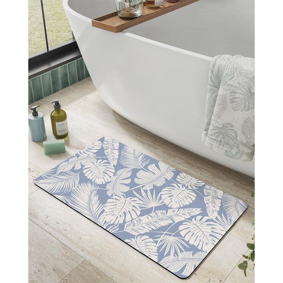 Topcobe Bath Mat Rug, Non-Slip Rubber Super Absorbent Ultra-Thin Bathroom Rugs, Washable Bathroom Floor Mats for Shower, Tub and Sink, 17"x30", Calmness