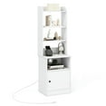 thumbnail image 1 of Topcobe Bedside Tables Tall Nightstands with 5 Open Shelf and Cabinet, Corner Bookshelf Modern Book Case for Books, CDs, Movies, White, 1 of 7