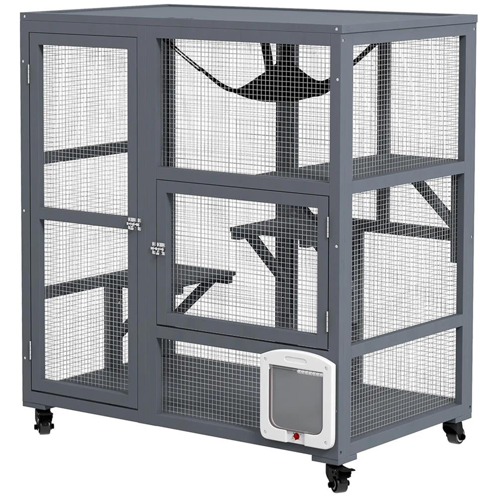 Topcobe Cat House, Indoor Cat Enclosure on Wheels with Openable Top, 39", Outside Pet Shelter, Small Animal Habitat