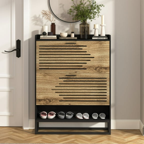 Topcobe Shoe Organizer for Living Room, Shoe Storage Furniture, Shoe Rack for Front Door Entrance Hallway, Living Room, Black