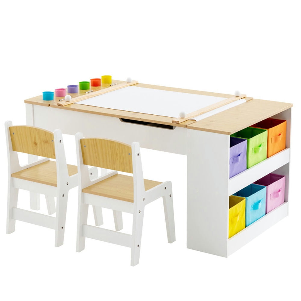 Topcobe Children Art Activity Table and Drawing Table, Kids Furniture Table for Living Room-Natural