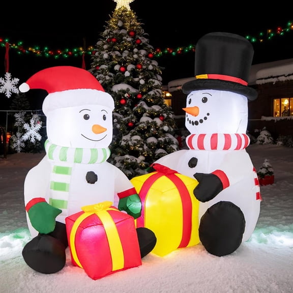 Topcobe Christmas Delight, 5-Foot Snowman Inflatable with Gift Boxes, Ideal Holiday Decor for Indoor Use
