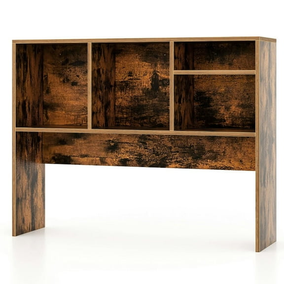 Topcobe Computer Desktop Bookcase with 4 Cubbies and Open Back Compartment, Modern Furniture for Indoor-Coffee