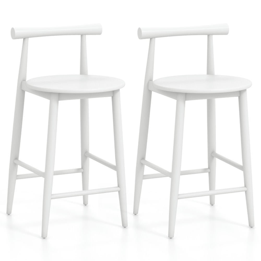 Topcobe Counter Height Bar Chair Set with Acacia Wood Frame and Supporting Legs, Barstools for Kitchen Counter Pub Bistro Dining, White