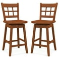 Topcobe Counter Height Barstools Set of 2 with 6Grid Hollow Back and