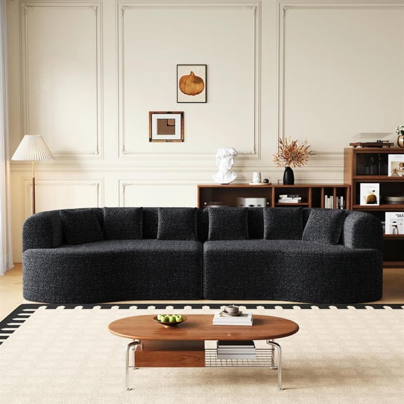 Topcobe Curved Sectional Sofa - 106" Oversized Modern Bone-Free Cloud Luxury Sofa with Memory Foam Deep Seat Design, Black