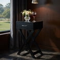 thumbnail image 1 of Topcobe Design Sofa Side Table with X-Shape Drawer for Living Room Bedroom, Narrow Nightstand Sofa Table , Living Room Furniture, Black, 1 of 8