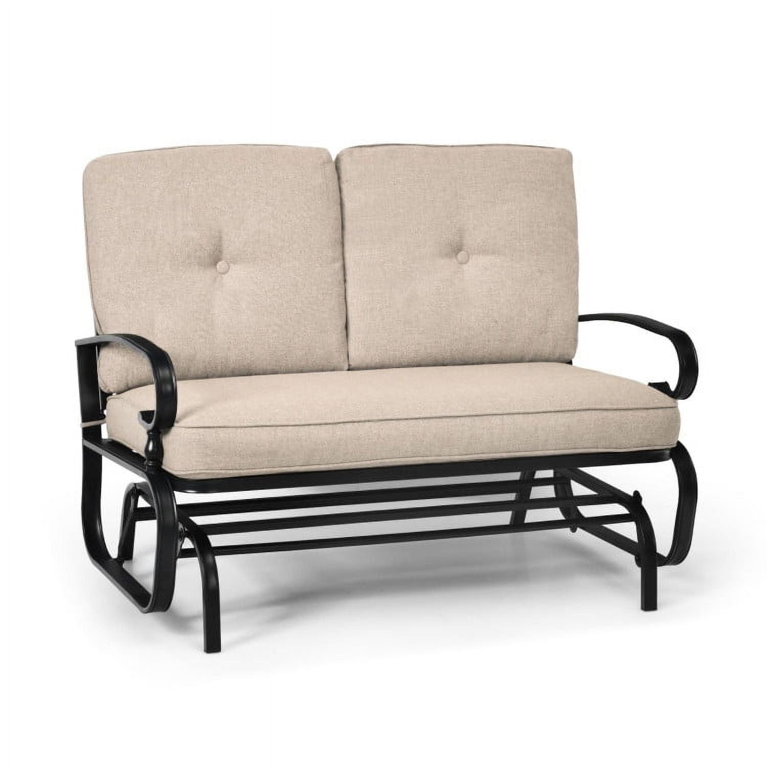 Topcobe Double Chair Outdoor with cushion Patio Glider Bench Porch Backyard Sturdy Beige Walmart Business Supplies