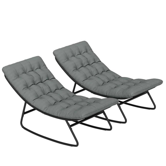Topcobe Dual-Seat Mesh Outdoor Rockers, Cozy Porch Loungers for Indoor, Deck, and Balcony, Dark Grey Fabric