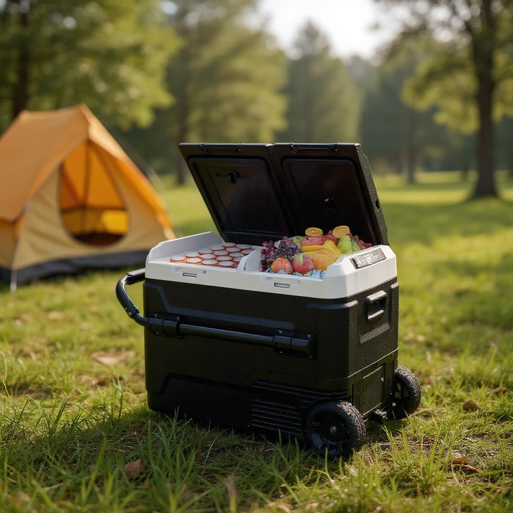 Topcobe Dual Zone 12V Car Refrigerator for Vehicles Camping Travel Truck RV Boat Outdoor and Home Use, Portable Water Cooler, Black