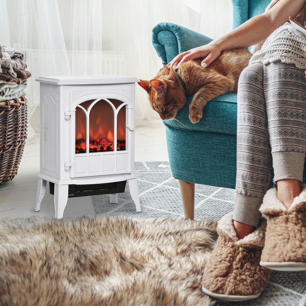 Topcobe Electric Fireplace Heater, Freestanding Stove Heater, White Topcobe Electric Fireplace Heater, Freestanding Stove Heater, White