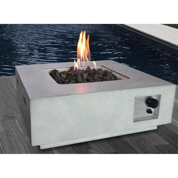 Topcobe Fiber Reinforced Concrete Fire Pit, Propane Gas Powered, Outdoor Patio Decor, Modern Design for Backyard Gathering, Durable and Long-lasting Fire Feature