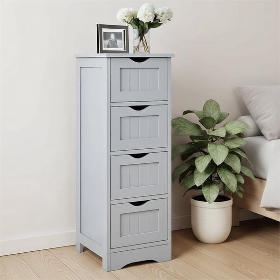 Topcobe Floor Wooden Free Standing Storage Side Organizer for Bathroom, Bathroom Furniture, Bathroom Cabinet Organizer, Gray