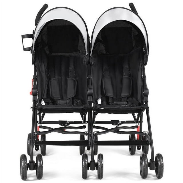 Topcobe Foldable Twin Baby Double Stroller Ultralight Umbrella Kids Stroller, Toddler Stroller, Baby Wagon-Black
