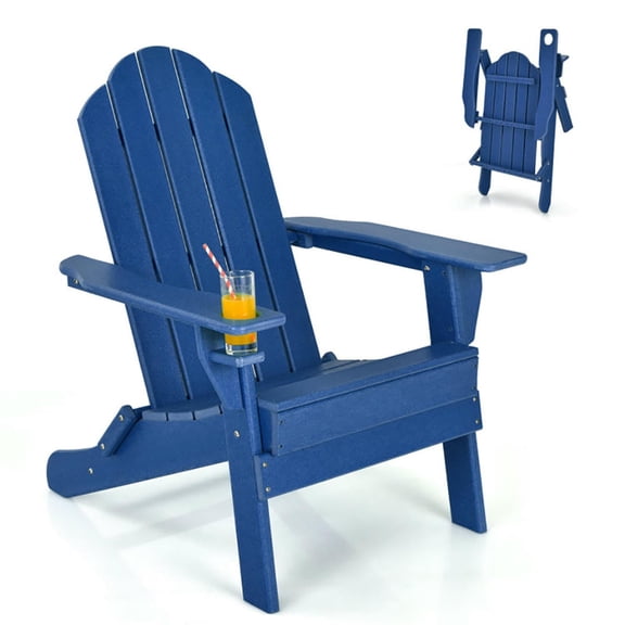 Topcobe Foldable Weather Resistant Patio Chair with Built-in Cup Holder, Modern Patio Furniture-Navy
