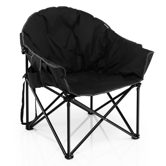 Topcobe Folding Camping Moon Padded Chair with Carrying Bag, Portable Chairs for Adults, Comfy Outdoor Chair, Black