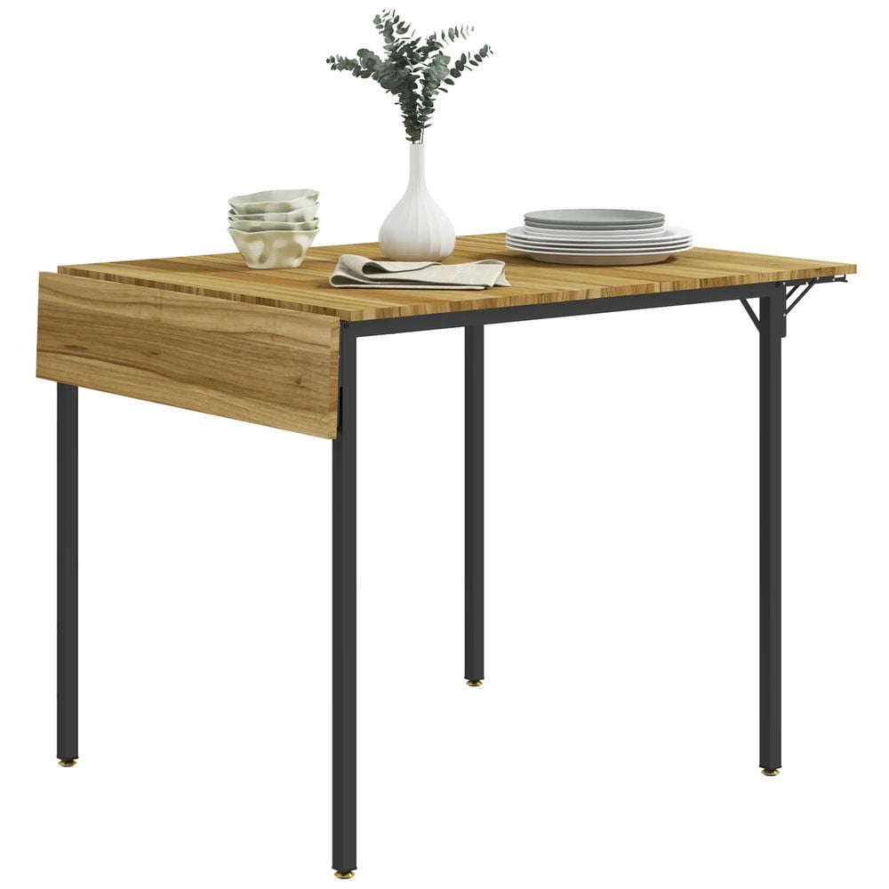 Topcobe Folding Dining Table for 2 to 4 People, Industrial Drop Leaf Table, Kitchen Table for Small Spaces, Modern Furniture for Indoor, Walnut Topcobe Folding Dining Table for 2 to 4 People, Industrial Drop Leaf Table, Kitchen Table for Small Spaces, Modern Furniture for Indoor, Walnut