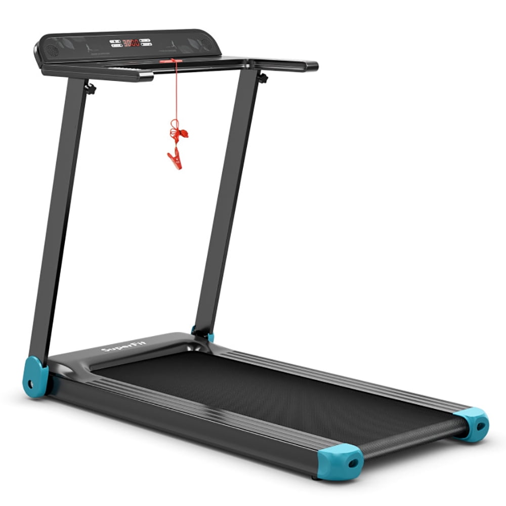Topcobe Folding Electric Compact Walking Treadmill with APP Control Speaker, Indoor Fitness Equipment, Modern Sports Equipment-Blue