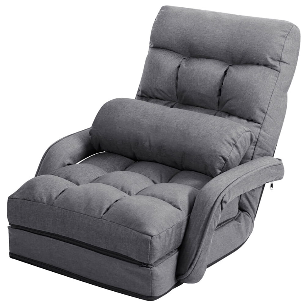 Topcobe Folding Lazy Floor Chair Sofa with Armrests and Pillow, Single Sofa Bed for Living Room Bedroom Balcony, Folding Sleeper Sofa Chair Bed, Gray Topcobe Folding Lazy Floor Chair Sofa with Armrests and Pillow, Single Sofa Bed for Living Room Bedroom Balcony, Folding Sleeper Sofa Chair Bed, Gray