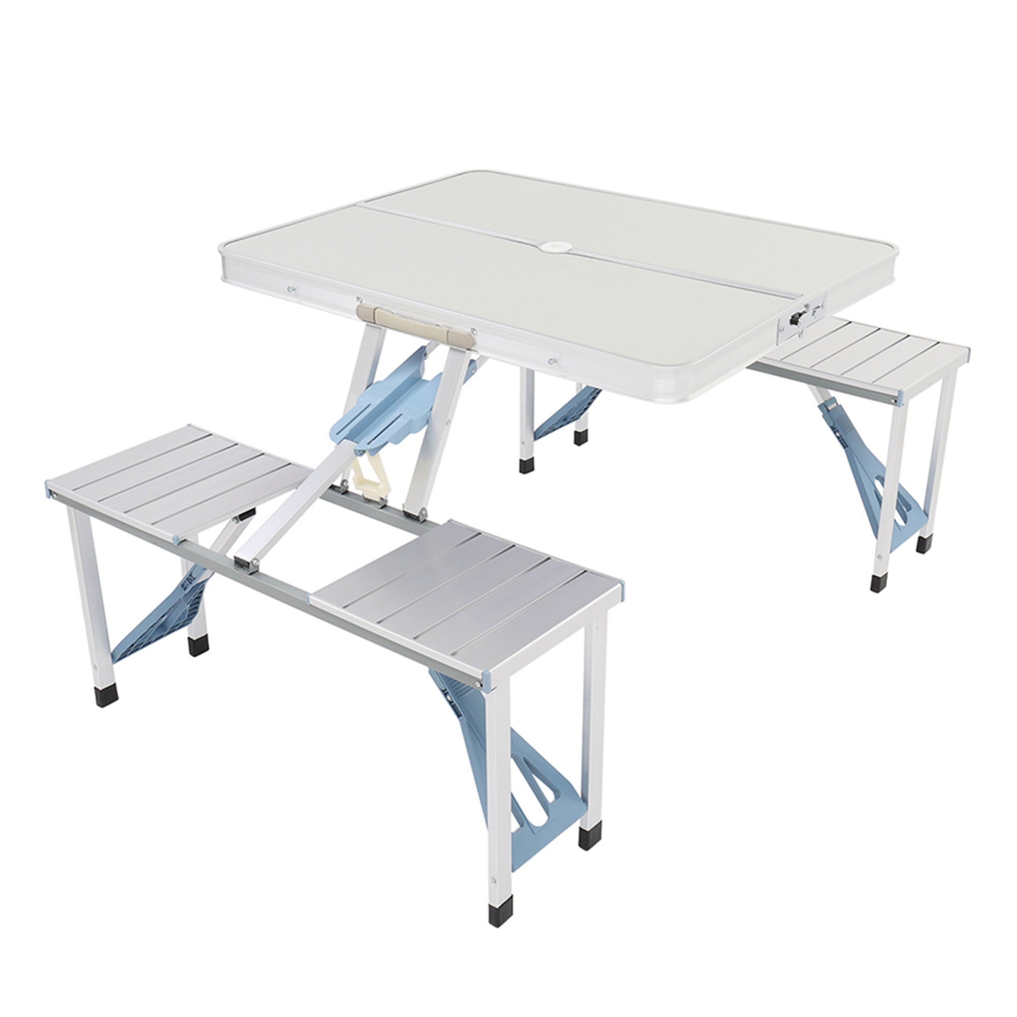 Topcobe Folding Picnic Table with 4 Stools, Aluminum Table Chair Set for up to 4 Persons, Portable Lightweight for Outdoor Camping Topcobe Folding Picnic Table with 4 Stools, Aluminum Table Chair Set for up to 4 Persons, Portable Lightweight for Outdoor Camping