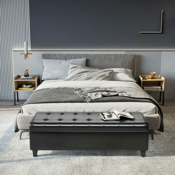 Topcobe Folding Storage Ottoman Bench, Storage Chest, Footrest, Coffee Table, Padded Seat