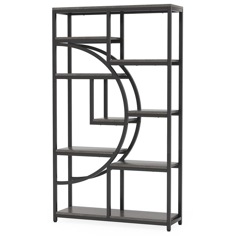 Topcobe Freestanding Bookshelf, 68.9" Etagere Bookcase with 9 Open Shelves, Indoor Furniture, Modern Furniture for Living Room, Gray