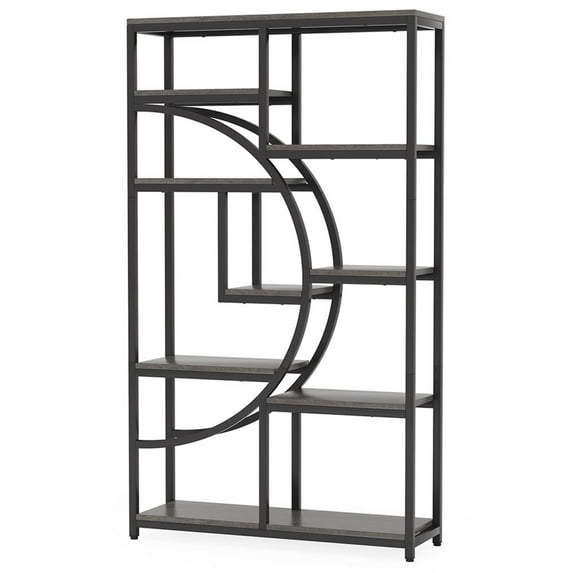 Topcobe Freestanding Bookshelf, 68.9" Etagere Bookcase with 9 Open Shelves, Indoor Furniture, Modern Furniture for Living Room, Gray