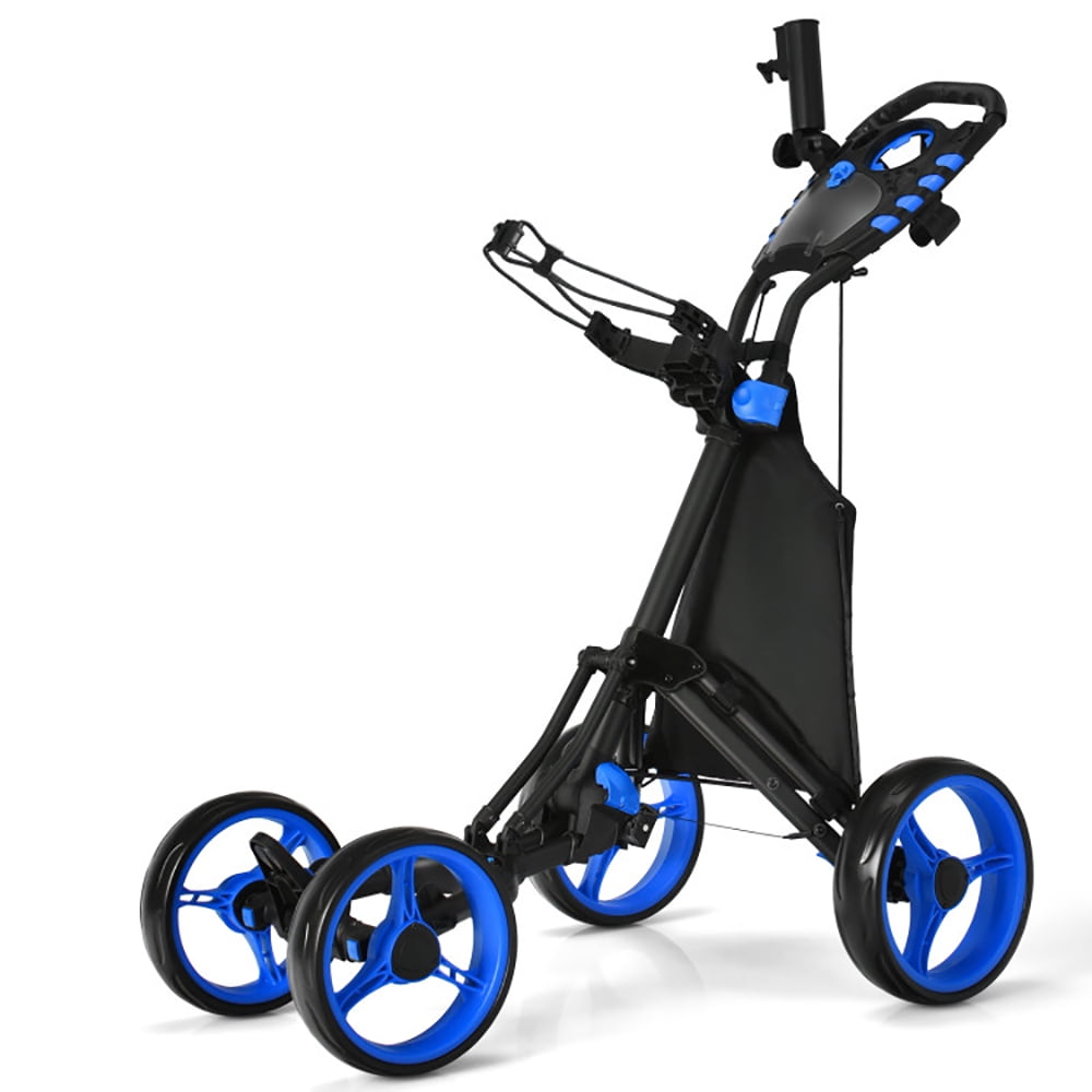 Topcobe Golf Push Pull Cart with Foot Brake, Outdoor Sports Equipment/Accessories-Blue
