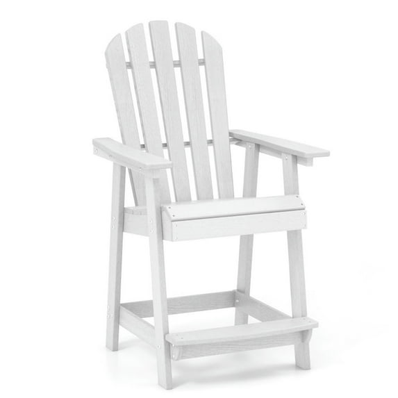 Topcobe HDPE Patio Chair with Armrest and Footrest for Indoor Outdoor, Outdoor Patio Furniture for Garden Backyard Pool Deck-White