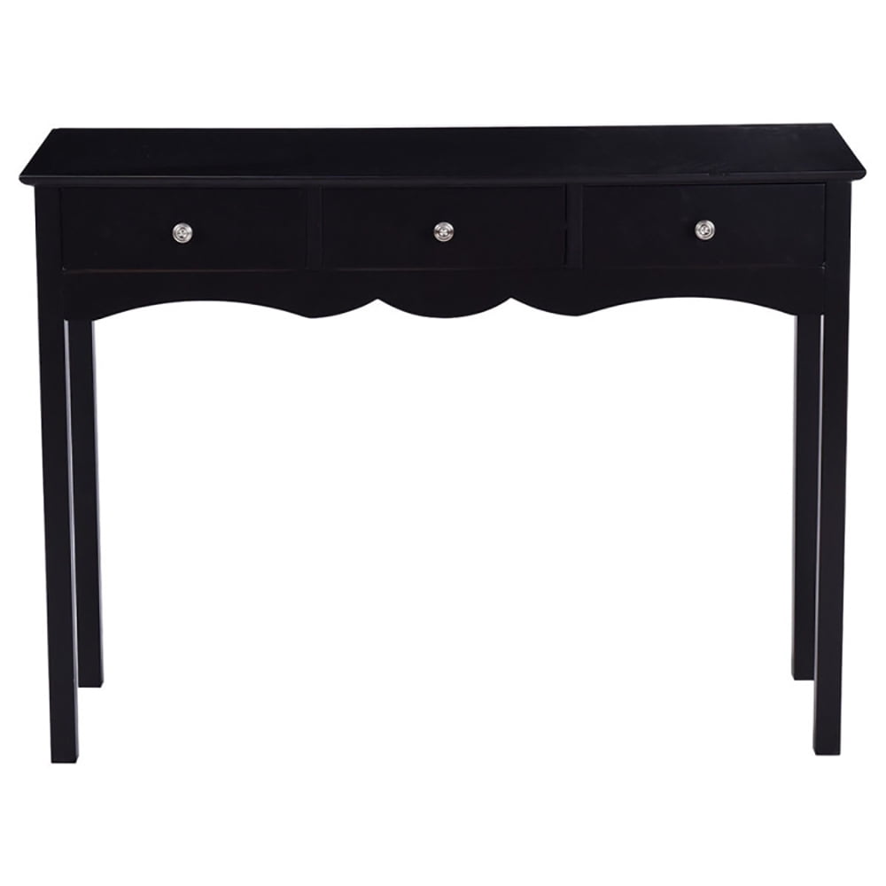 Topcobe Hall Table Side Table with 3 Drawers, Foyer Table for Entryway, Hallway, Kitchen, Living Room and Bedroom, Easy Assembly, Black