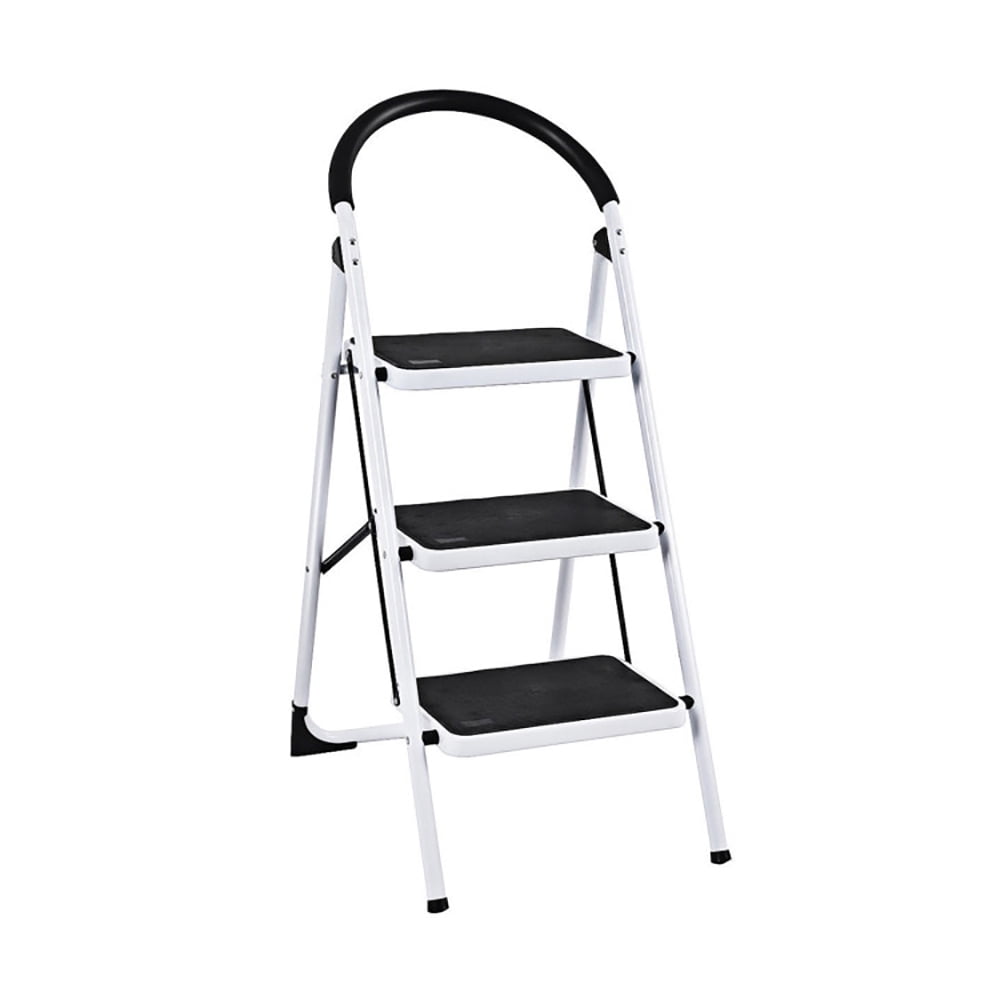 Topcobe Heavy Duty Industrial Lightweight Folding Stool 3 Step Ladder, Step Stool Foldable