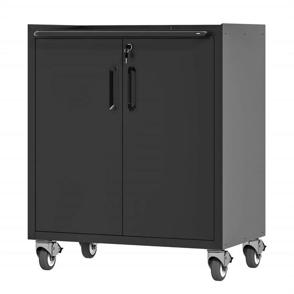 Topcobe Heavy-Duty Metal Storage Cabinet on Wheels, Strong & Durable Tool Organizer for Garage, Office, Home, with Lockable Shelves & Storage Compartment