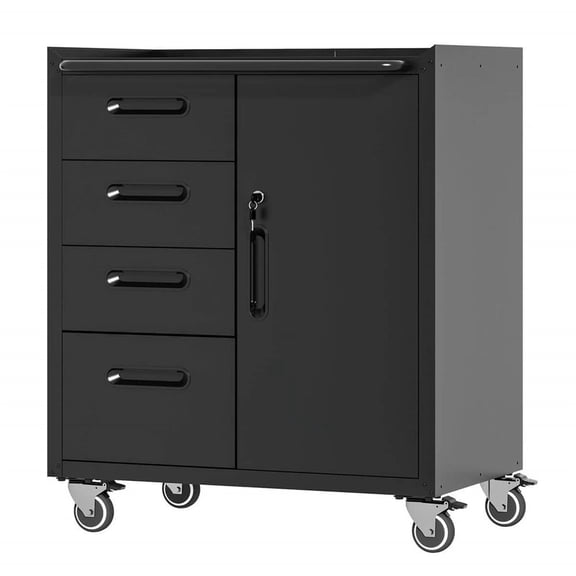 Topcobe Heavy Duty Rolling Tool Cabinet, Multi-Function Storage Unit for Workshop, Garage, Home, Black/Gray