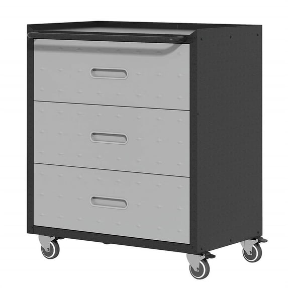 Topcobe Heavy-Duty Steel Rolling Tool Cabinet, 3-Drawer Garage Storage, Office & Home Organizer, Space-Saving Solution, Black/Gray