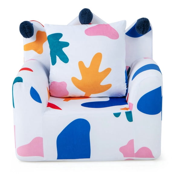 Topcobe High-density Padding Kids Sofa with Armrest and Extra Pillow, Toddler Living Room Chair-Multicolor