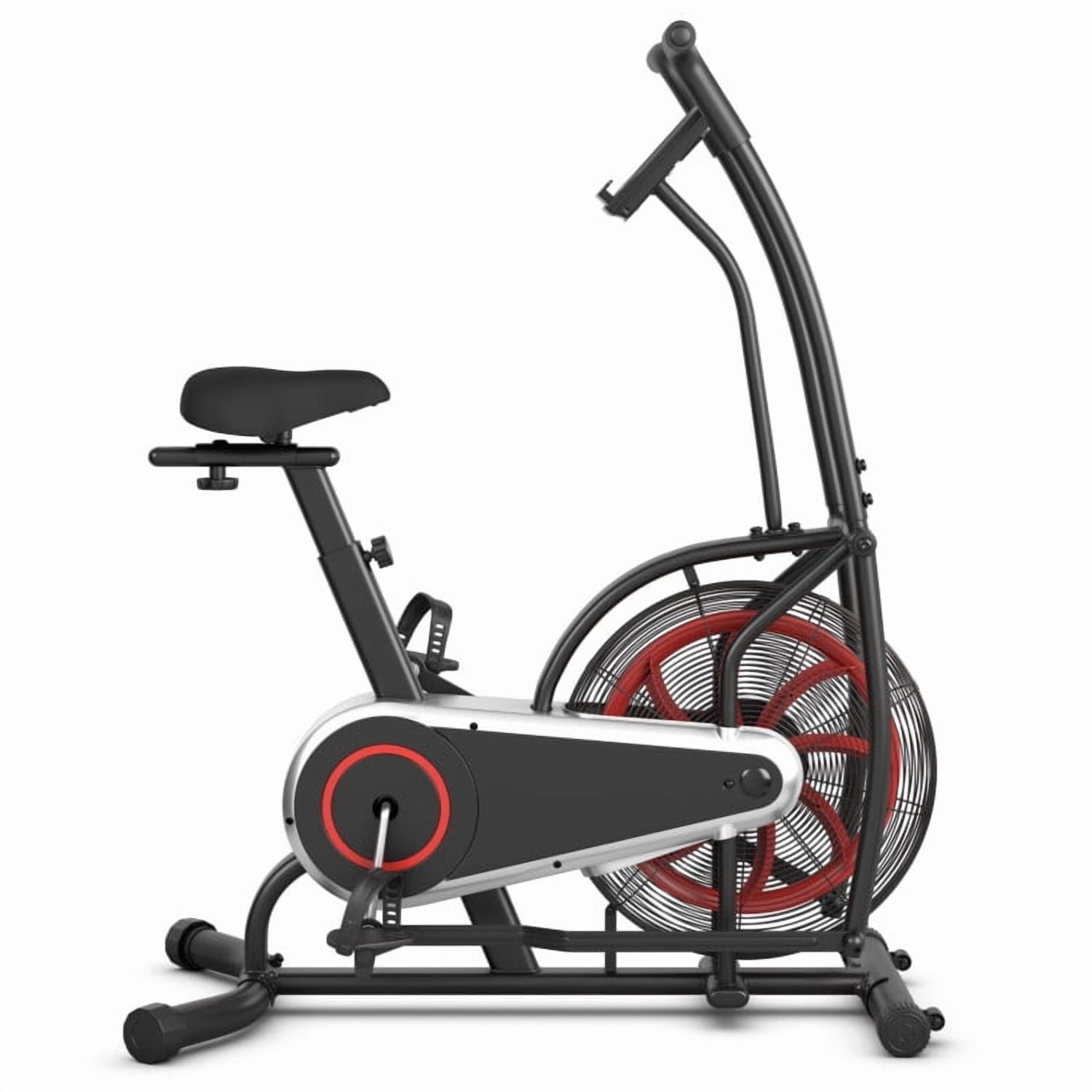 Topcobe Indoor Upright Air Bike with Unlimited Resistance for Home, Cycling Bike Stationary with Comfortable Seat Cushion, Black
