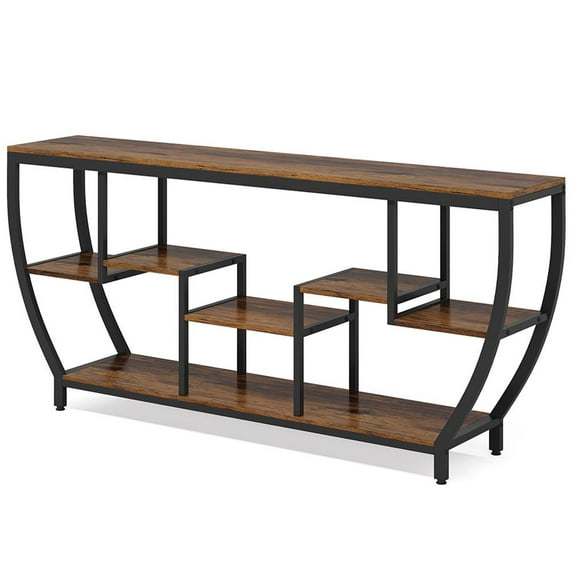 Topcobe Industrial Console Table, 70.9" Entryway Sofa Table with Shelves, Modern Furniture for Indoor, Brown