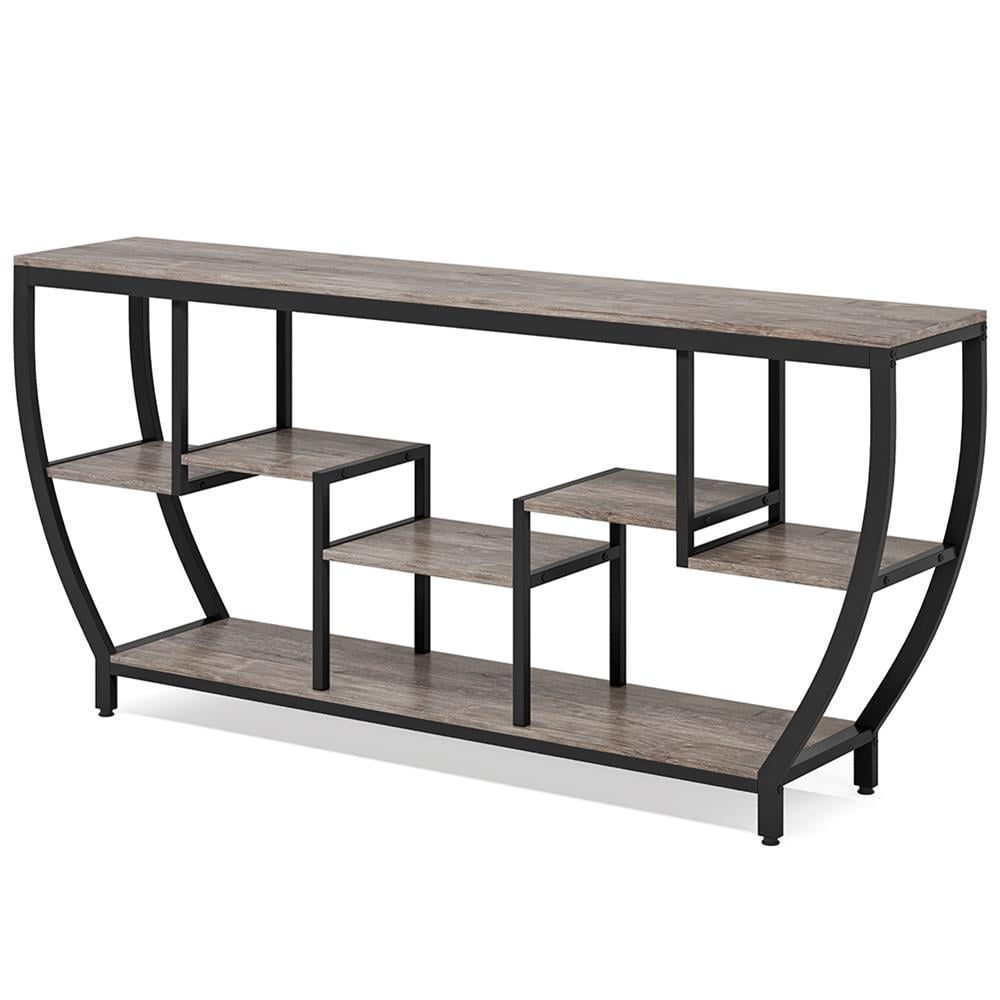 Topcobe Industrial Console Table, 70.9" Entryway Sofa Table with Shelves, Modern Furniture for Indoor, Gray