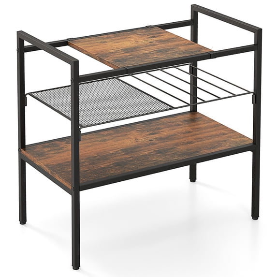 Topcobe Industrial Entryway Table with Removable Panel and Mesh Shelf, Sofa Side Table for Living Room, Front Hall, Hallway and Foyer