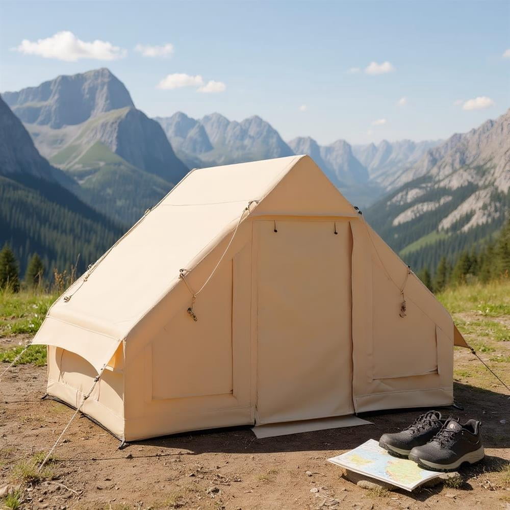 Topcobe Inflatable Camping Tent 2/4/6 People Glamping Tent for Family Camping with Pump, Instant Family Tents for Camping Hiking & Traveling, Waterproof-Beige
