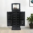 thumbnail image 1 of Topcobe Jewelry Armoire with Mirror, 7 Drawers, 24 Necklace Hooks, 2 Side Swing Doors - Black, 1 of 7