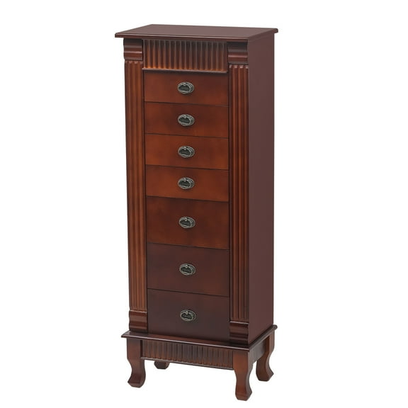 Topcobe Jewelry Organizer, Wall-Mounted Jewelry Armoire for Women, Jewelry Cabinet Storage Box, Jewelry Holder for Earrings Bracelets Rings Necklace, Brown