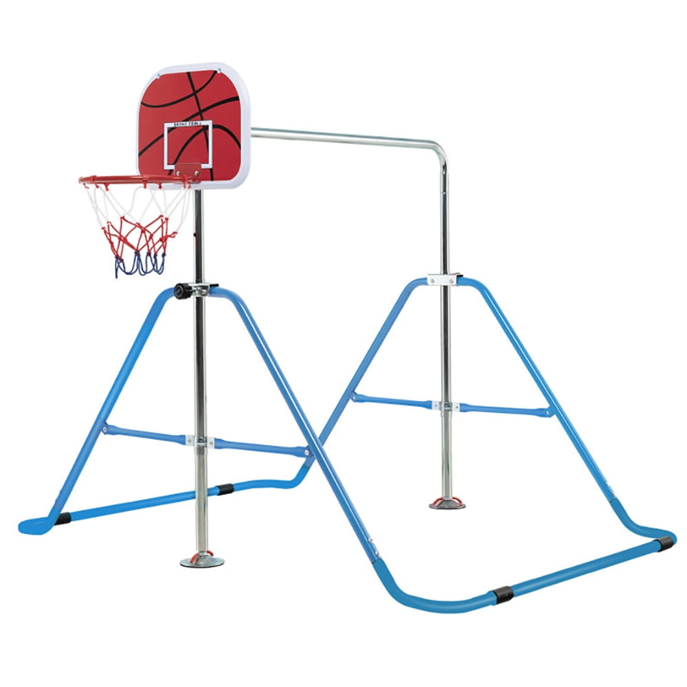 Topcobe Kids Folding Horizontal Bar with 4 Adjustable Heights, Practice Bar Gymnastic for Kids, Blue