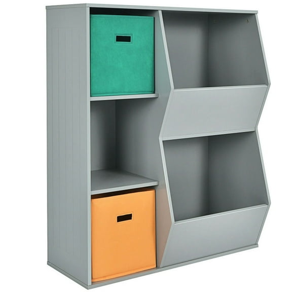 Topcobe Kids Toy Storage Cabinet Shelf Organizer, Kids Toy Storage Organizer-Gray